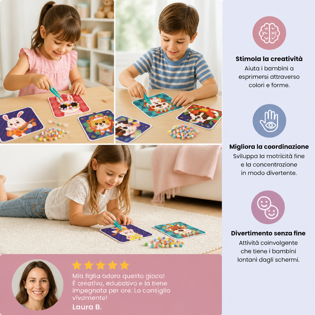 Kit Di Creazione E Pittura Di Animali Con Pompon Morbidi