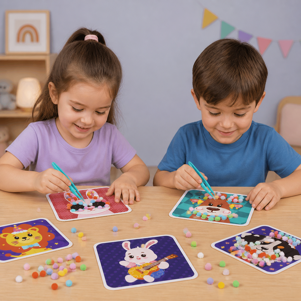 Kit Di Creazione E Pittura Di Animali Con Pompon Morbidi