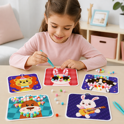Kit Di Creazione E Pittura Di Animali Con Pompon Morbidi