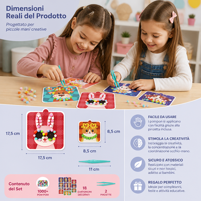 Kit Di Creazione E Pittura Di Animali Con Pompon Morbidi