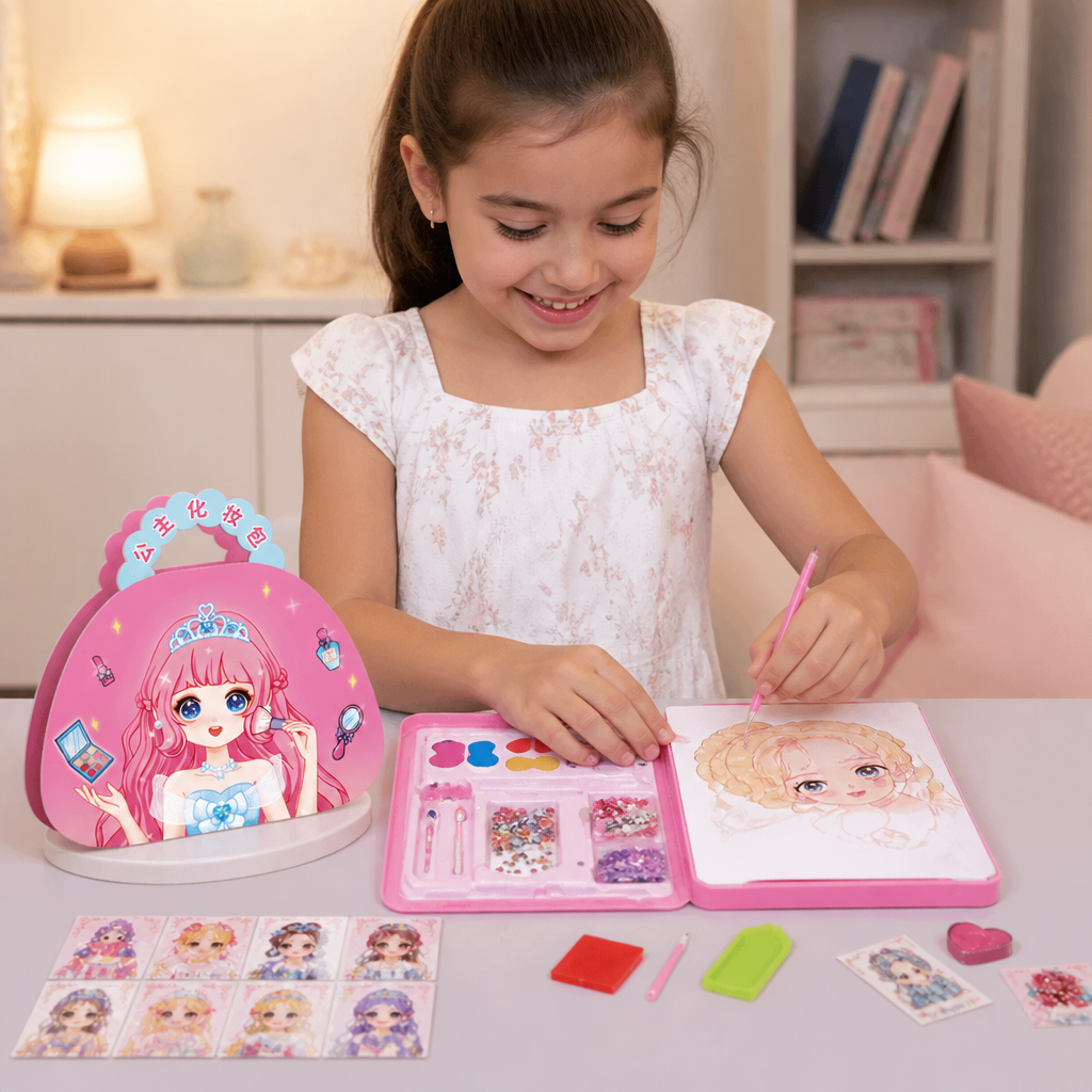 Kit creativo per bambine con libro di Diamond Painting e Foil Art da principessa