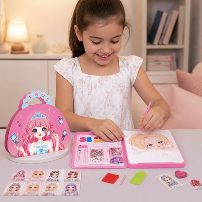 Kit creativo per bambine con libro di Diamond Painting e Foil Art da principessa