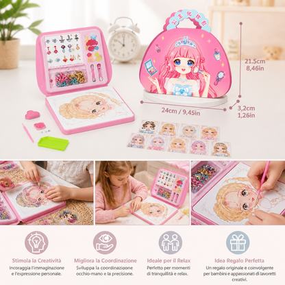 Kit creativo per bambine con libro di Diamond Painting e Foil Art da principessa