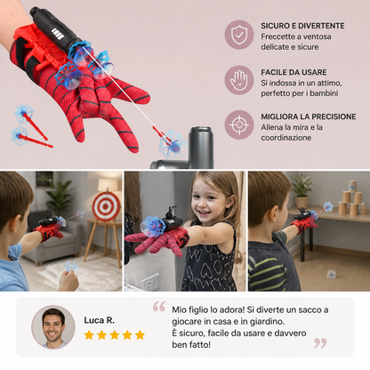 Set di Guanti Lanciaragnatele da Supereroe – Spara-Corde da Polso con Freccette a Ventosa