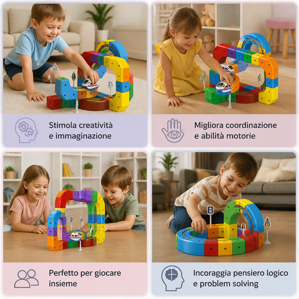 Magic Track Cubo Ferroviario Per Bambini