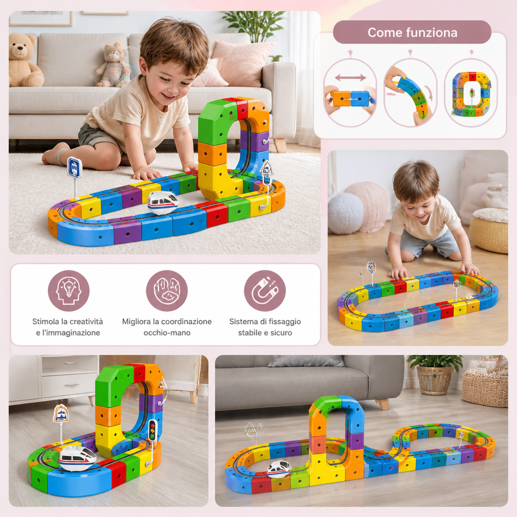 Magic Track Cubo Ferroviario Per Bambini
