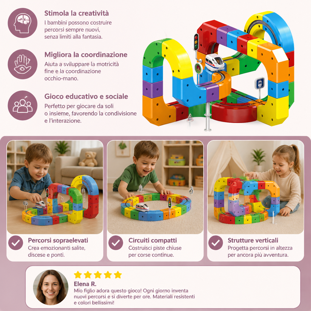 Magic Track Cubo Ferroviario Per Bambini
