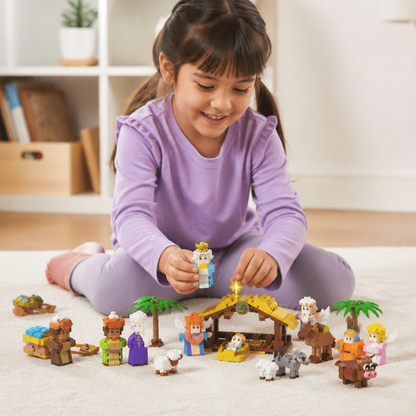 Calendario Dell'Avvento Con Blocchi Da Costruzione Del Presepe Natalizio Per Bambini