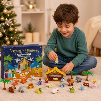 Calendario Dell'Avvento Con Blocchi Da Costruzione Del Presepe Natalizio Per Bambini