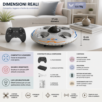 Drone Disco Volante con LED e Telecomando
