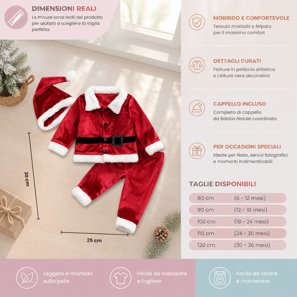 Set Costume da Babbo Natale per Neonati e Bambini Piccoli