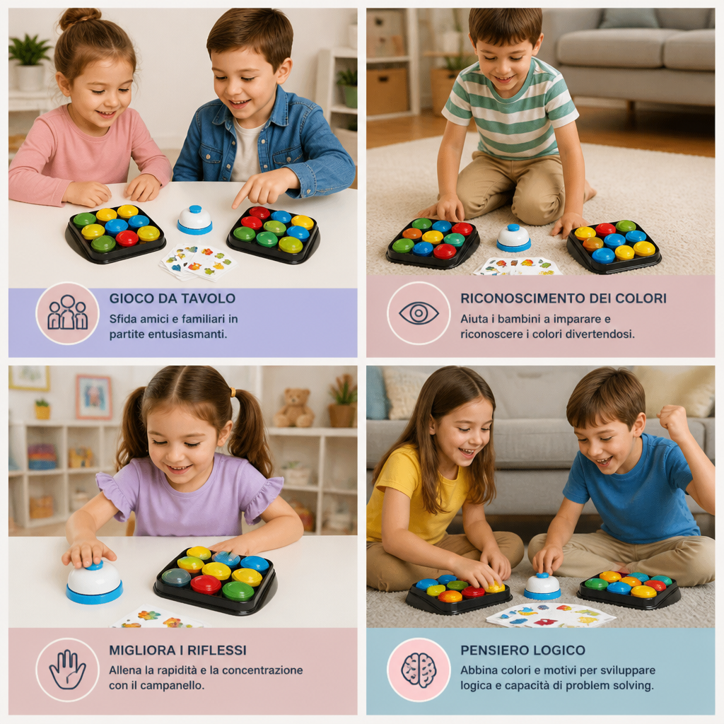 Gioco Educativo Familiare Della Campanella Con Abbinamento Di Colori E Motivi