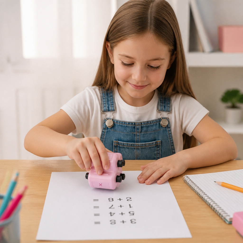 Timbro a Rullo Matematico 4-in-1 – Esercizi di Addizione, Sottrazione, Moltiplicazione e Divisione