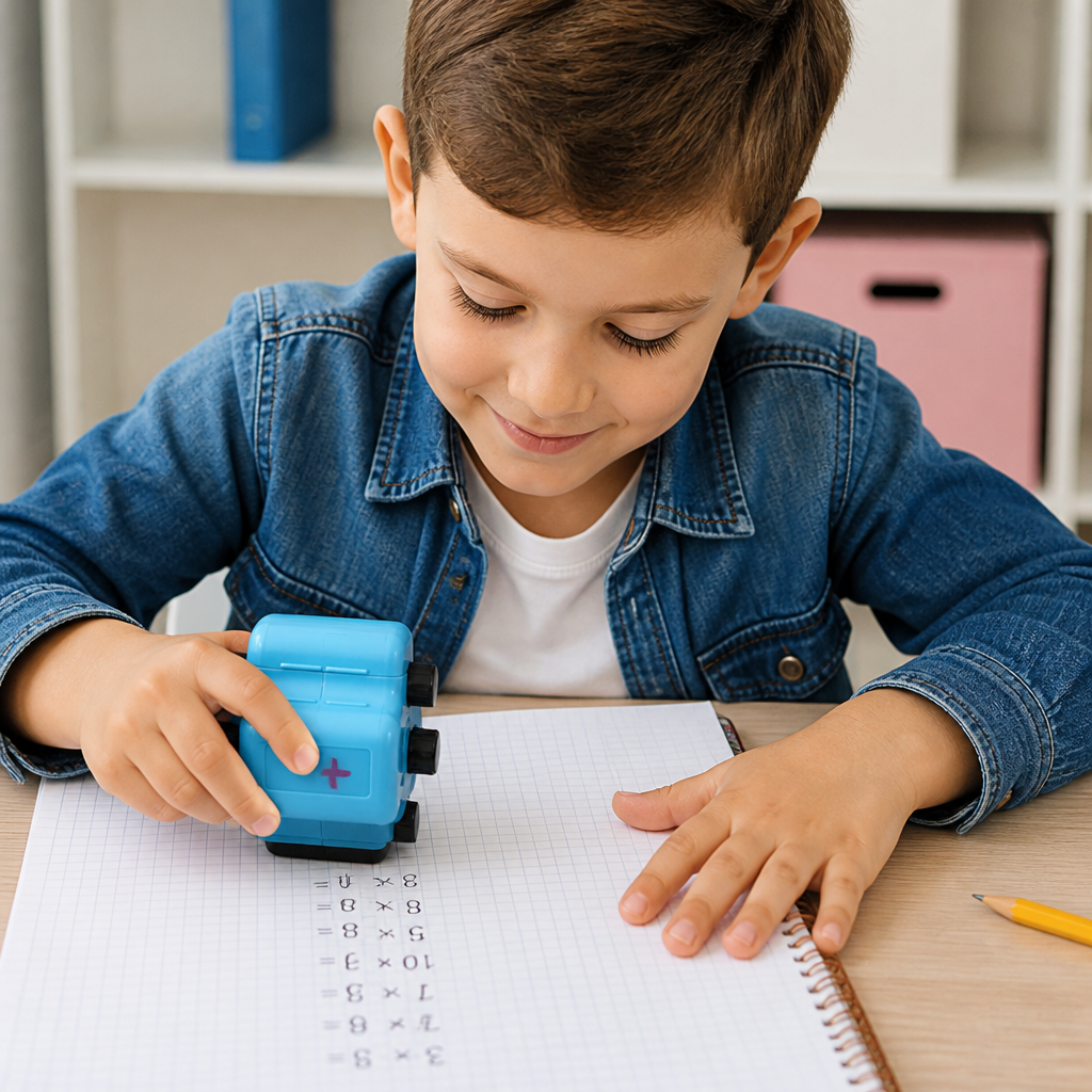 Timbro a Rullo Matematico 4-in-1 – Esercizi di Addizione, Sottrazione, Moltiplicazione e Divisione