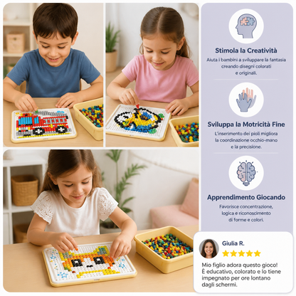 Tavola Mosaico Montessori con Pioli per l’Apprendimento