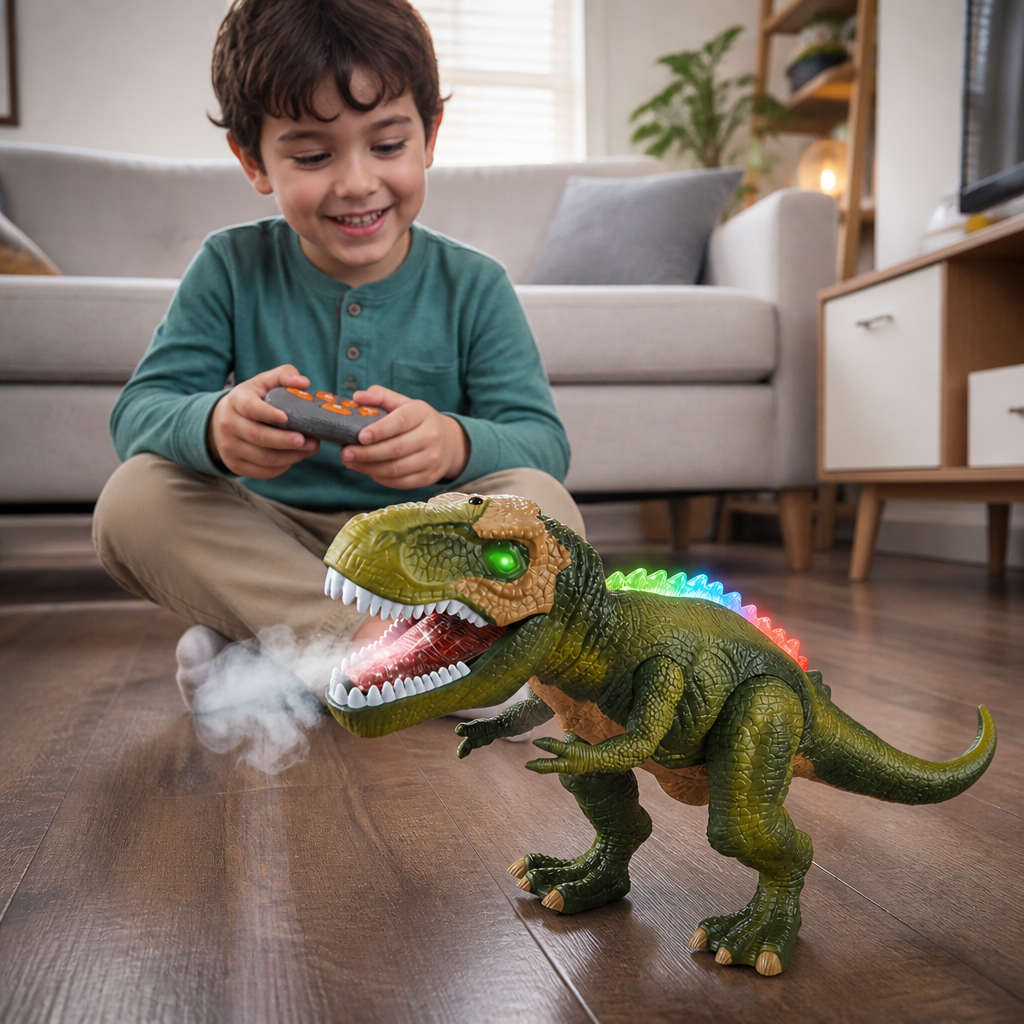 T-Rex Telecomandato Camminante – Dinosauro RC con Nebulizzazione, Luci e Suoni