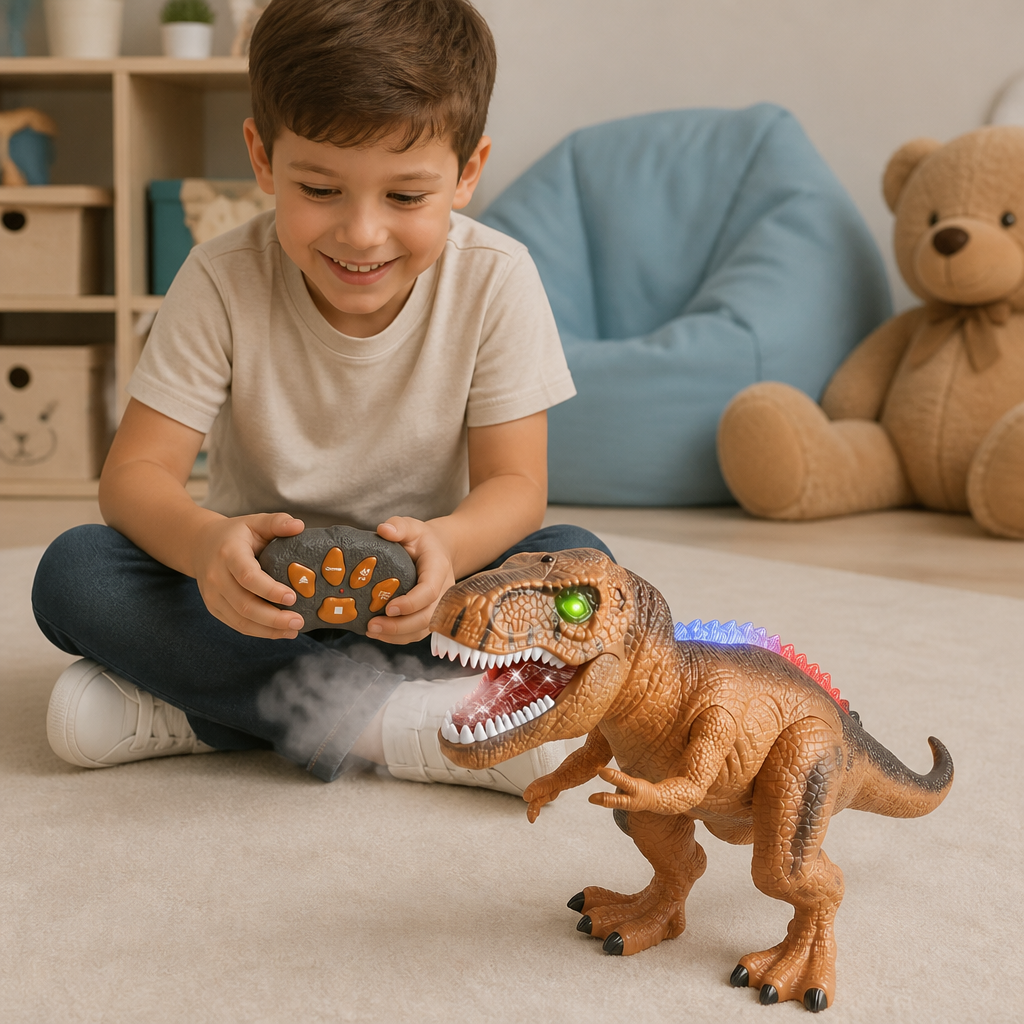 T-Rex Telecomandato Camminante – Dinosauro RC con Nebulizzazione, Luci e Suoni