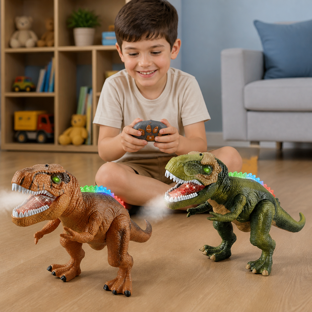 T-Rex Telecomandato Camminante – Dinosauro RC con Nebulizzazione, Luci e Suoni
