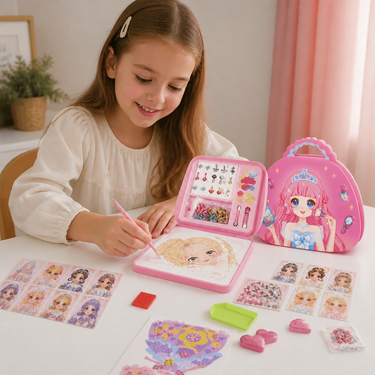 Kit creativo per bambine con libro di Diamond Painting e Foil Art da principessa