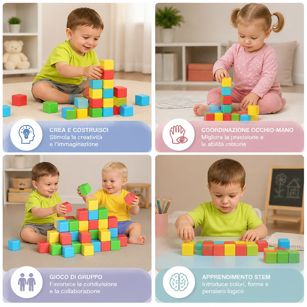 Cubetti magnetici da costruzione sicuri per bambini di 4,2 cm – Blocchi STEM per l’apprendimento