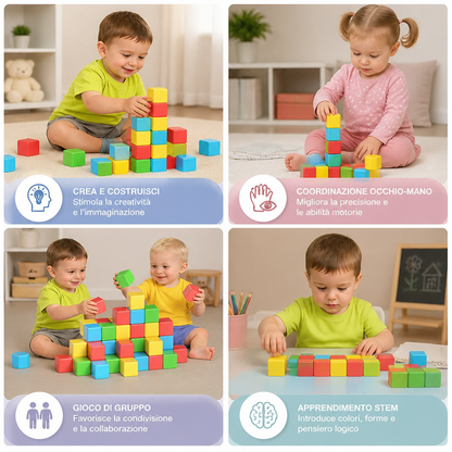 Cubetti magnetici da costruzione sicuri per bambini di 4,2 cm – Blocchi STEM per l’apprendimento