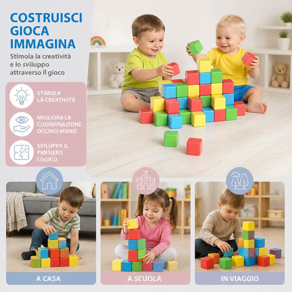 Cubetti magnetici da costruzione sicuri per bambini di 4,2 cm – Blocchi STEM per l’apprendimento