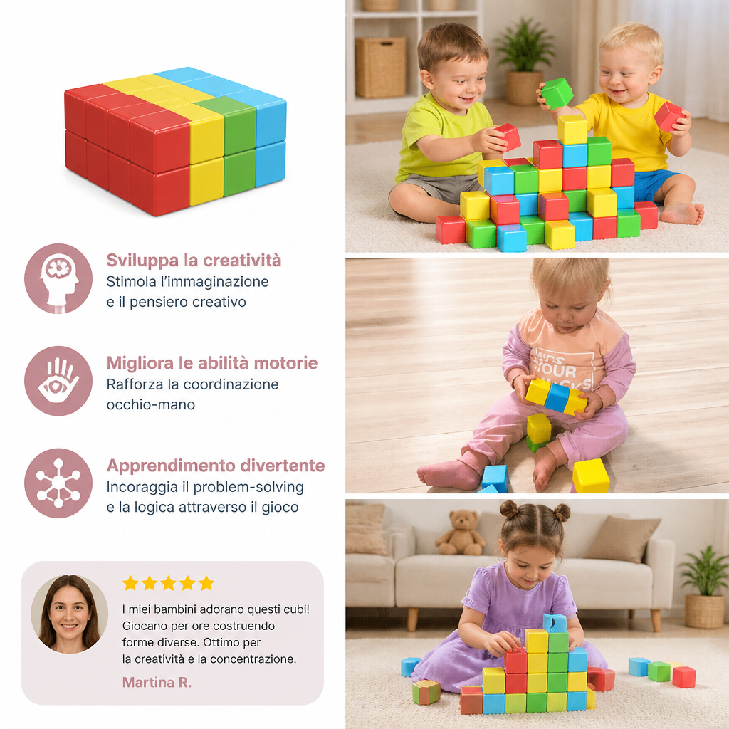 Cubetti magnetici da costruzione sicuri per bambini di 4,2 cm – Blocchi STEM per l’apprendimento