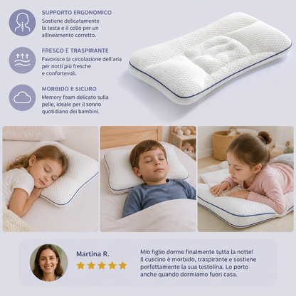 Cuscino Ergonomico per il Collo in Memory Foam per Bambini