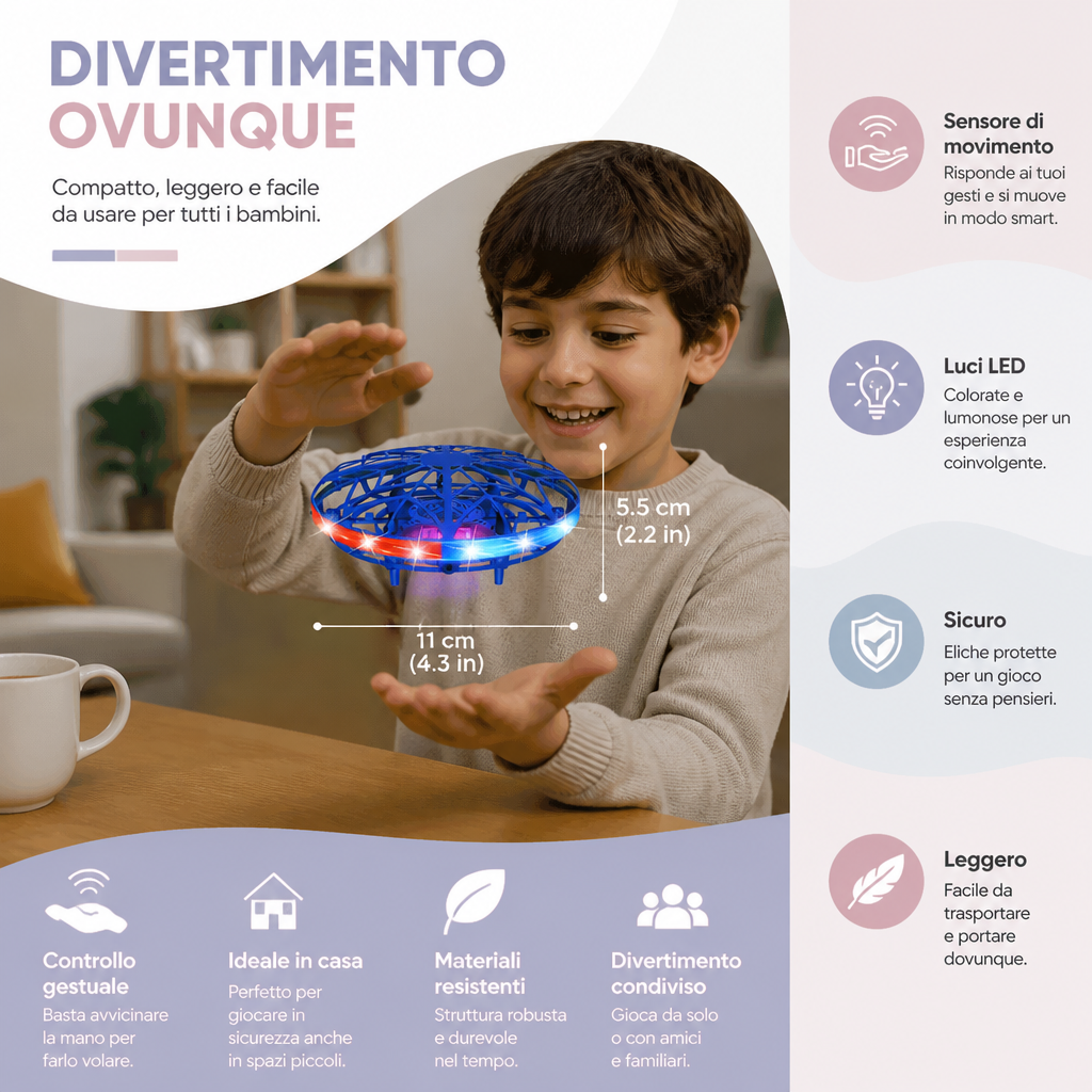 Drone UFO LED con Sensore di Movimento