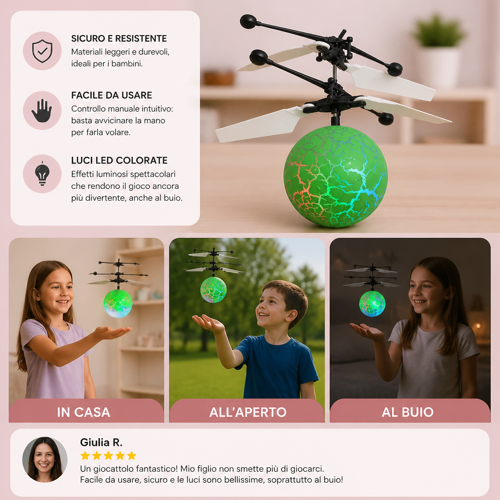 Palla Volante LED Con Controllo Manuale Per Bambini