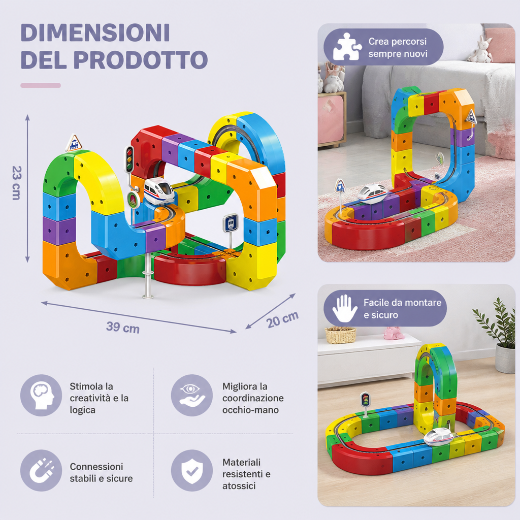 Magic Track Cubo Ferroviario Per Bambini