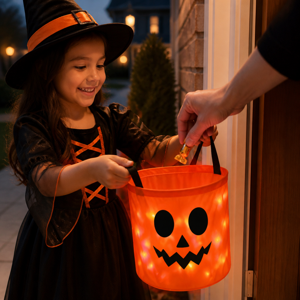 Secchiello LED per Dolcetti di Halloween per il Dolcetto o Scherzetto – Borsa Luminosa Riutilizzabile
