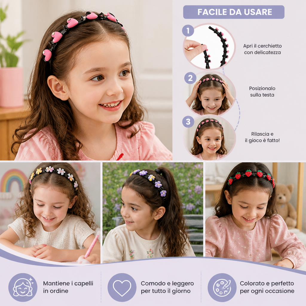 Carini Fermagli E Cerchietti Per Capelli Per Bambine Con Decorazioni A Forma Di Fiore, Fragola E Arcobaleno