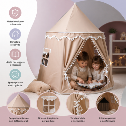 Tenda da gioco accogliente per bambini – Un incantevole rifugio per leggere e giocare
