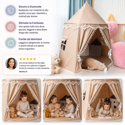 Tenda da gioco accogliente per bambini – Un incantevole rifugio per leggere e giocare