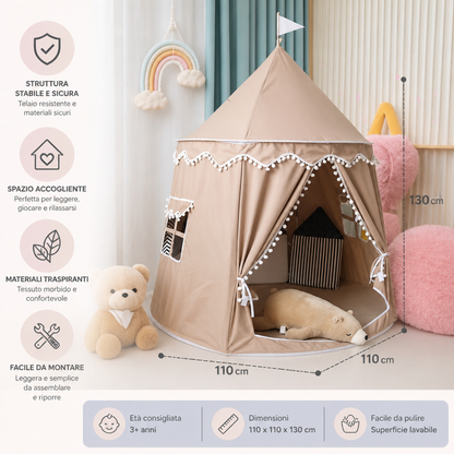 Tenda da gioco accogliente per bambini – Un incantevole rifugio per leggere e giocare