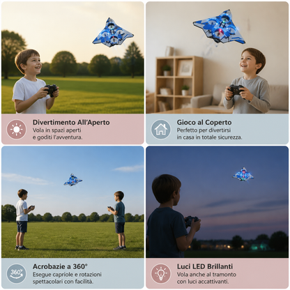 Aereo da Combattimento RC in Schiuma Resistente con Funzione di Mantenimento dell’Altitudine e Acrobazie a 360°