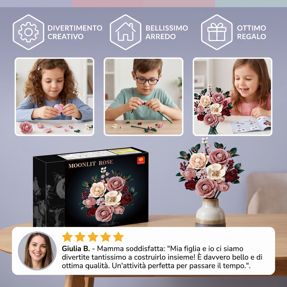 Set di costruzioni a forma di bouquet di fiori