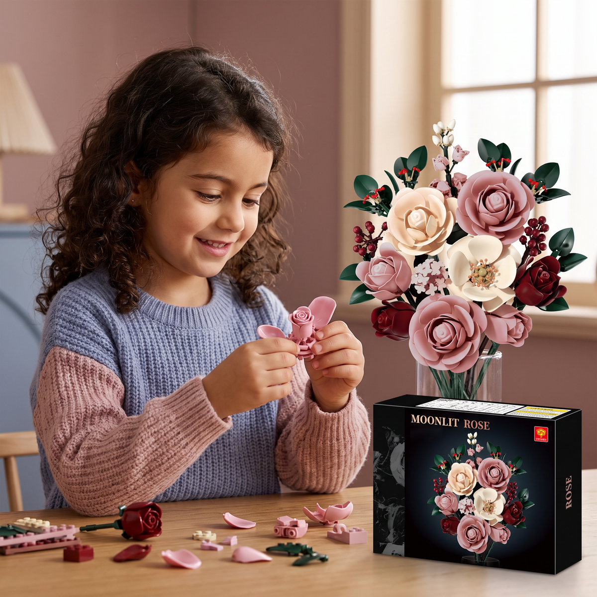 Set di costruzioni a forma di bouquet di fiori