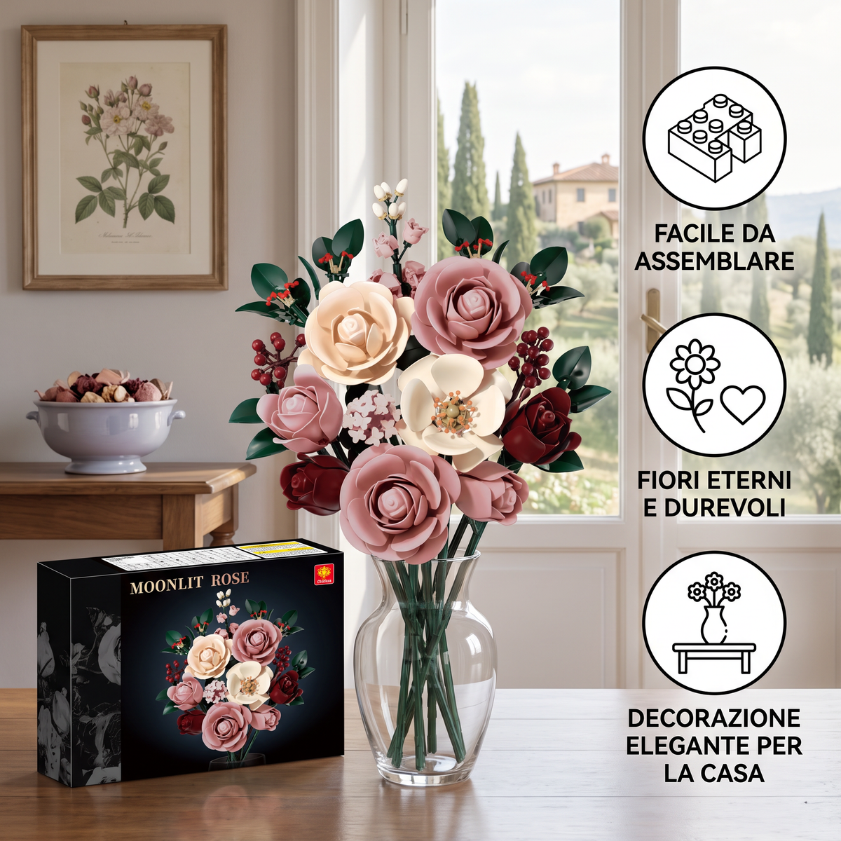 Set di costruzioni a forma di bouquet di fiori
