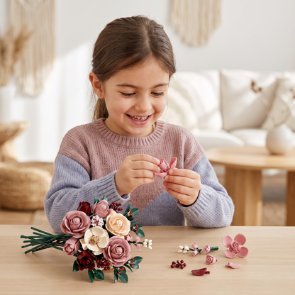 Set di costruzioni a forma di bouquet di fiori