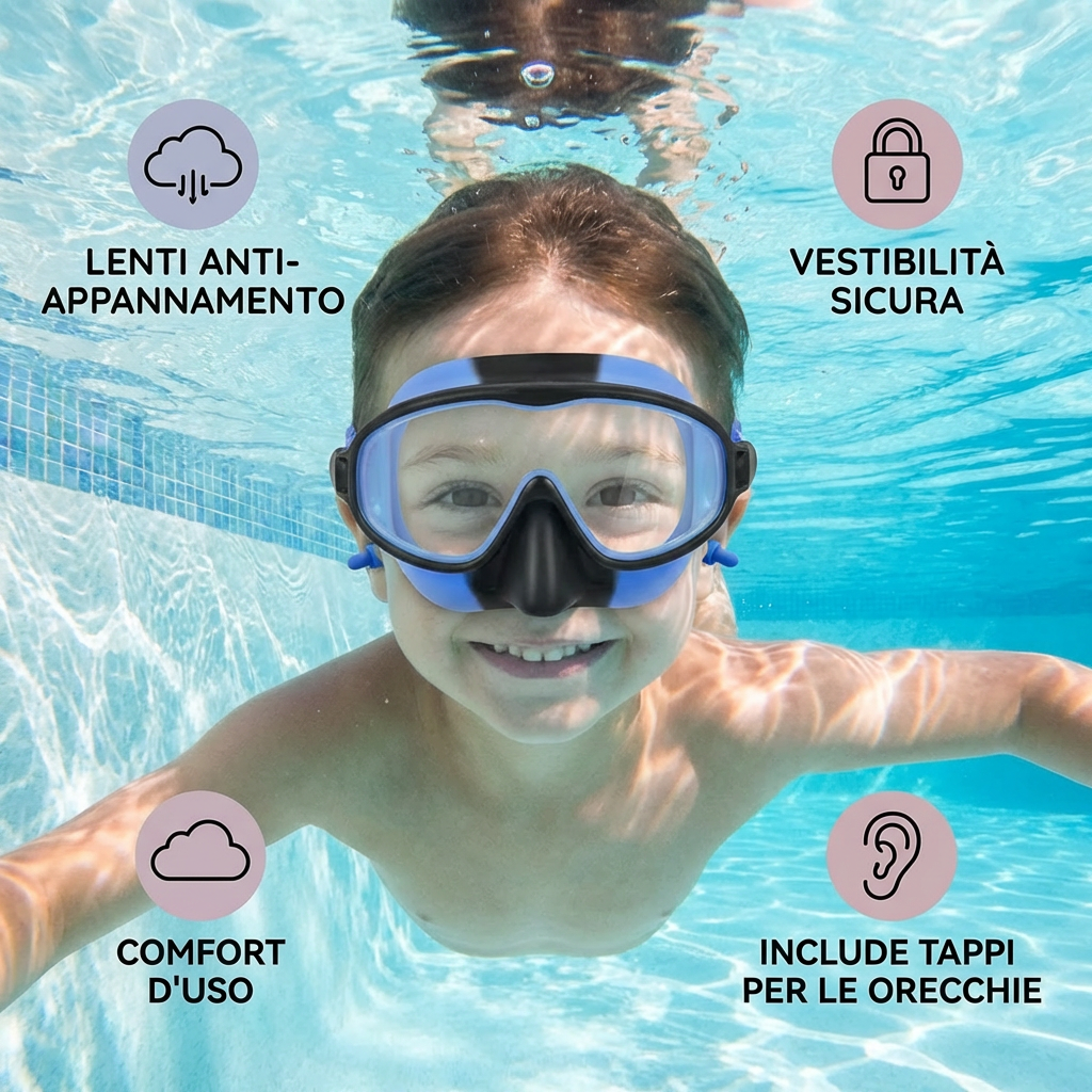 Occhialini da Nuoto Pratici per Bambini – Antifog, Vestibilità Sicura e Comfortevole