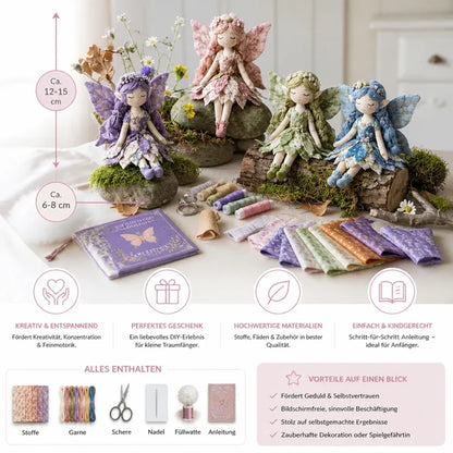 Kit da Cucito Fatina DIY per Bambini – Crea Incantevoli Bambole Fatina con Tessuto, Accessori e Istruzioni