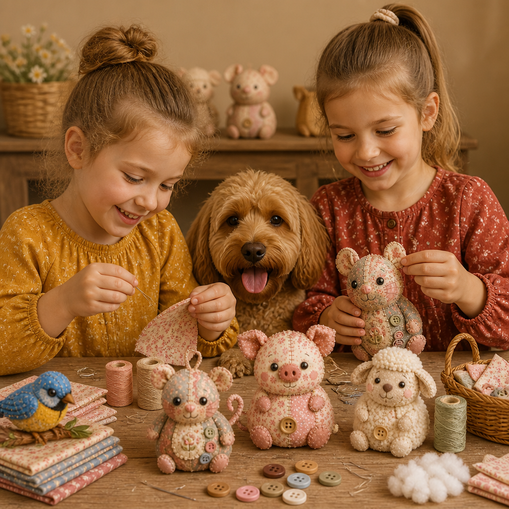 Kit da Cucito Animali DIY – Set per Ornamenti in Tessuto Fatti a Mano