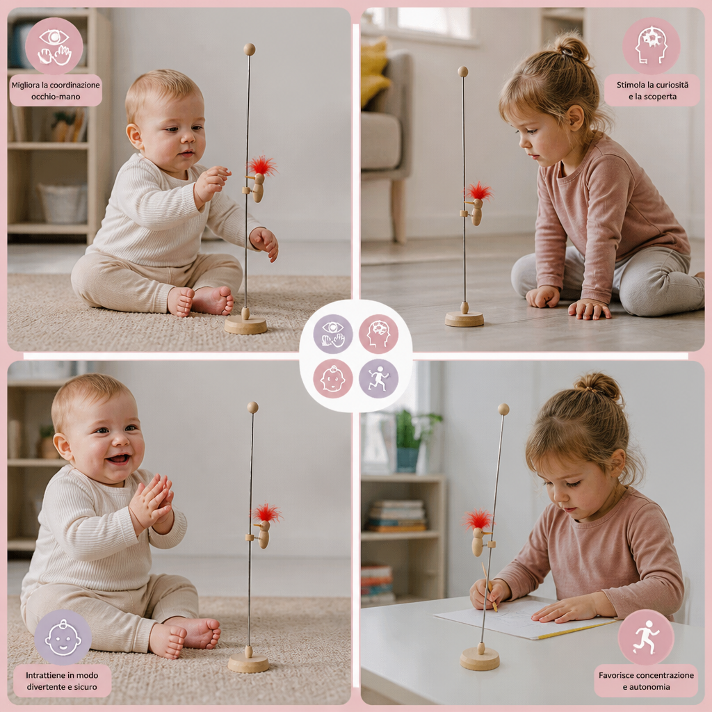 Picchio in Legno Giocattolo Educativo per Bambini