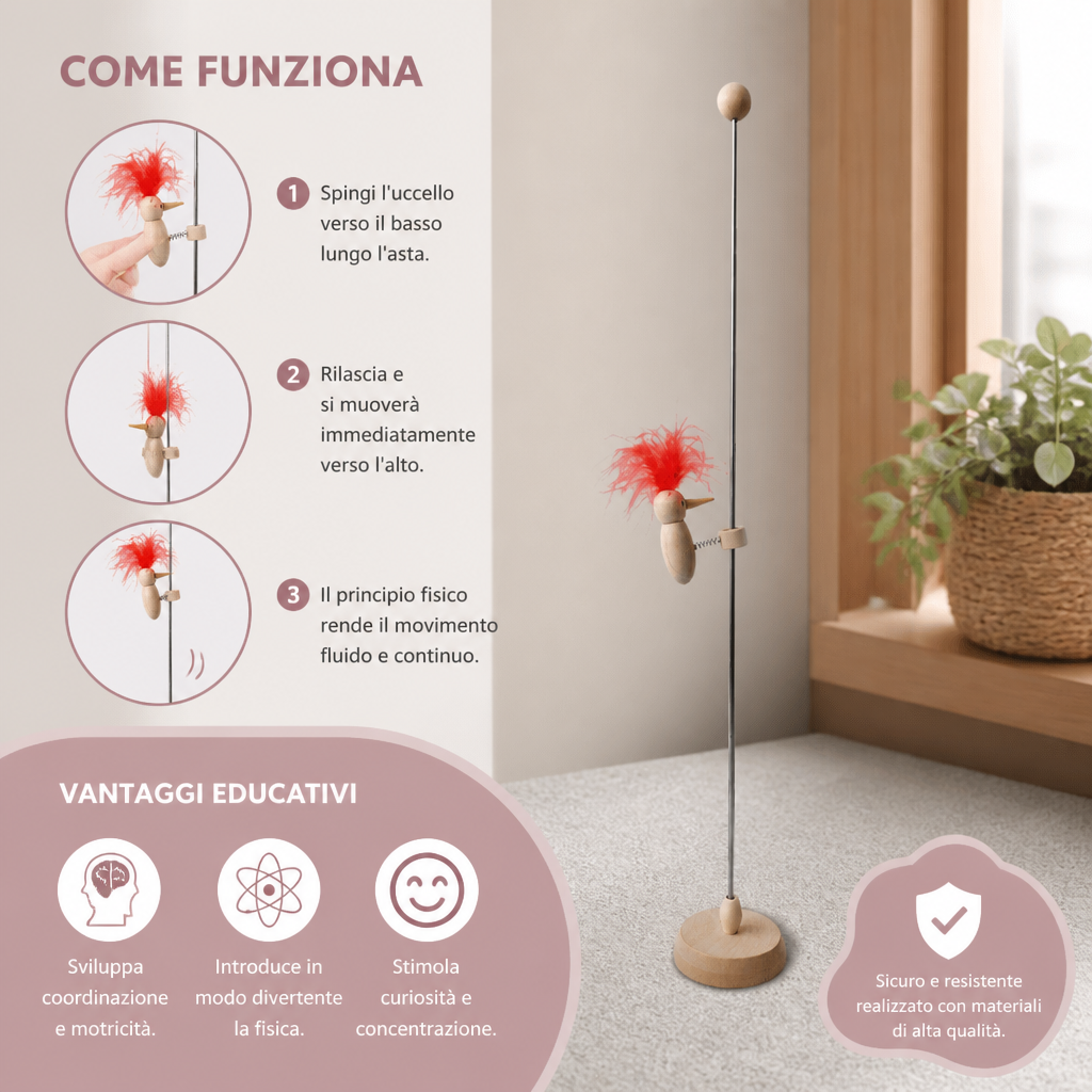 Picchio in Legno Giocattolo Educativo per Bambini