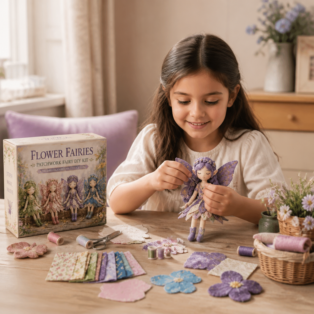 Kit da Cucito Fatina DIY per Bambini – Crea Incantevoli Bambole Fatina con Tessuto, Accessori e Istruzioni