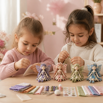 Kit da Cucito Fatina DIY per Bambini – Crea Incantevoli Bambole Fatina con Tessuto, Accessori e Istruzioni