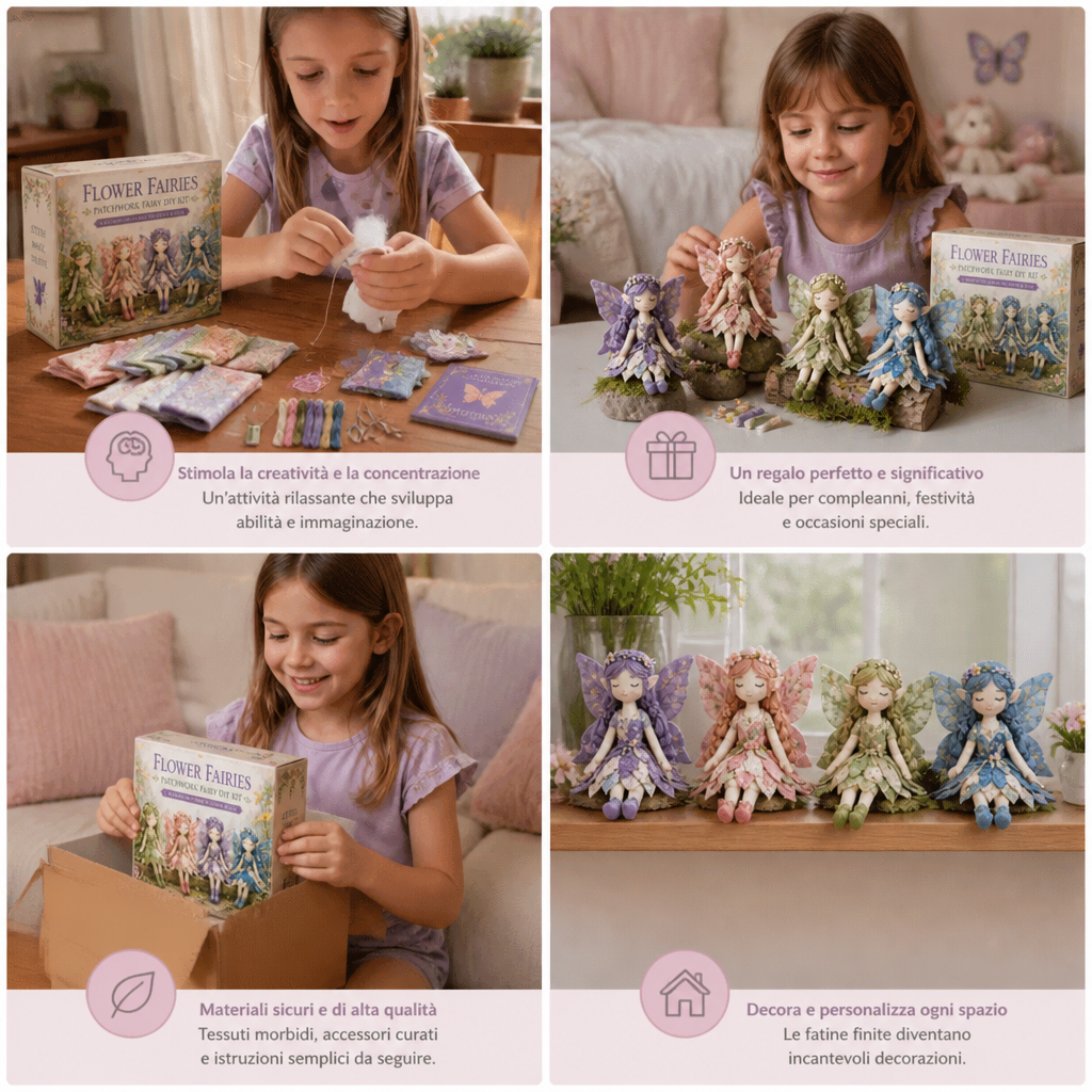 Kit da Cucito Fatina DIY per Bambini – Crea Incantevoli Bambole Fatina con Tessuto, Accessori e Istruzioni