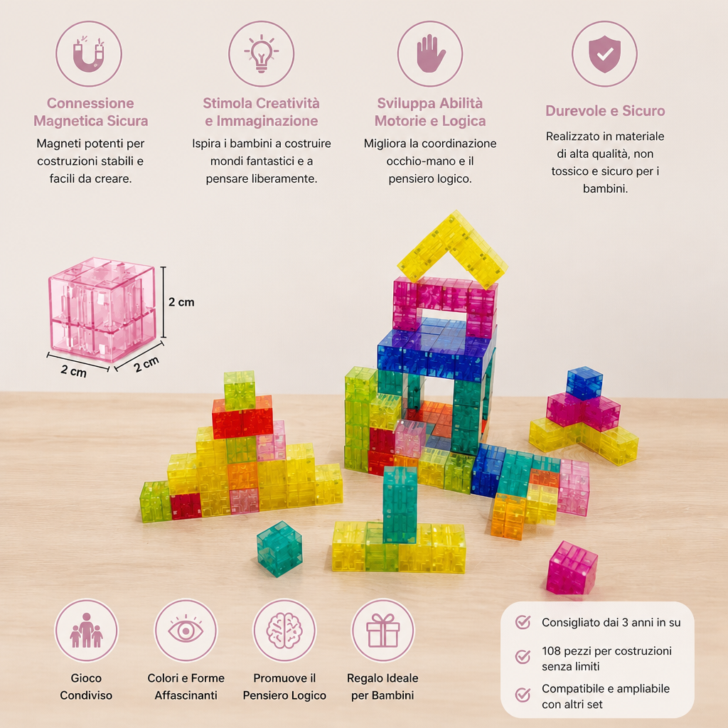 Set di Cubi Costruttivi Montessori per Bambini